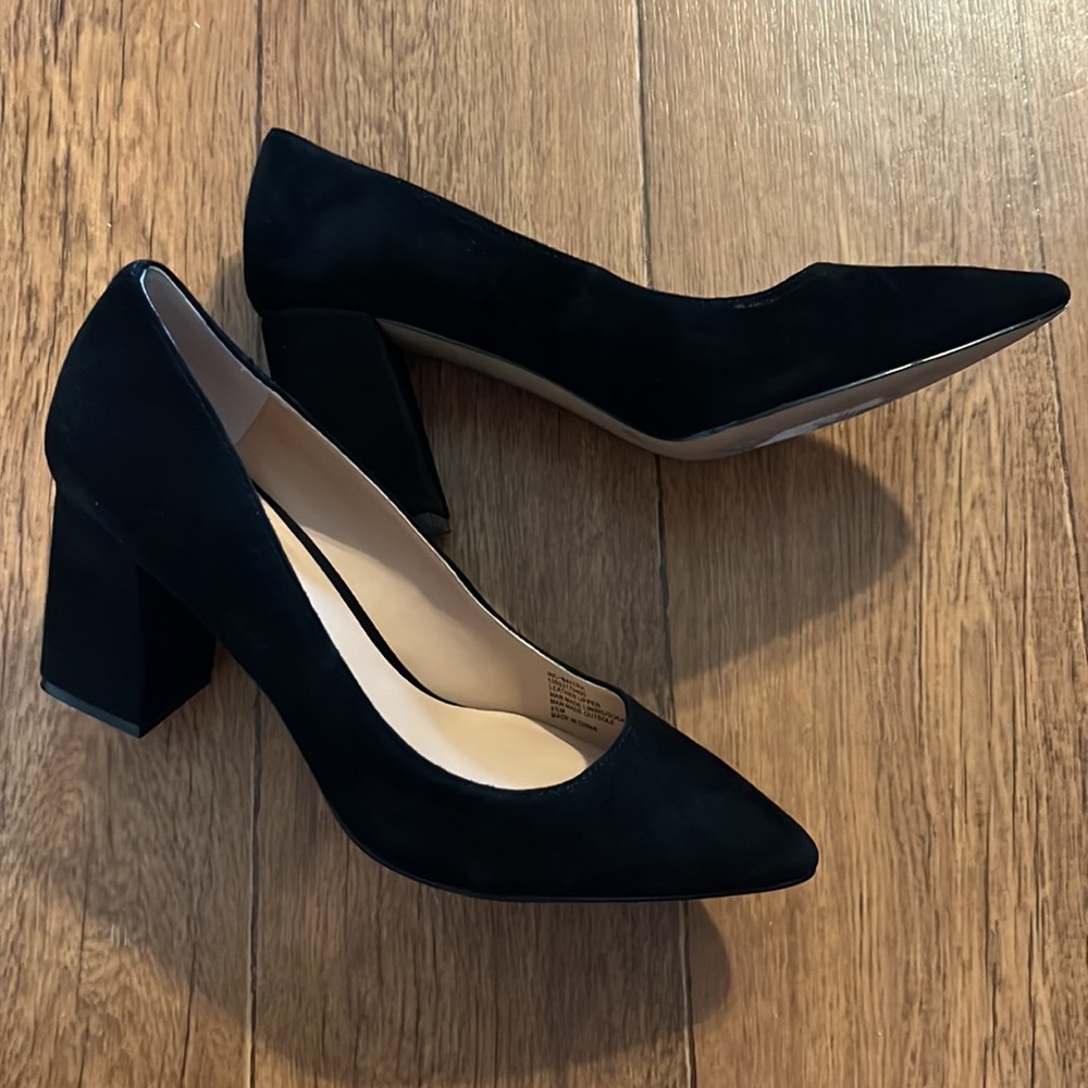I.N.C Black suede 8.5 heels. They are in great condition!